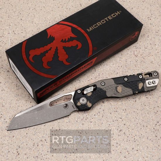 Picture of MICROTECH STANDARD ISSUE MSI, S/E, RAM-LOK, BLACK TACTICAL CAMO POLYMER, 3.9 INCH, APOCALYPTIC, 210T-10APPMTC
