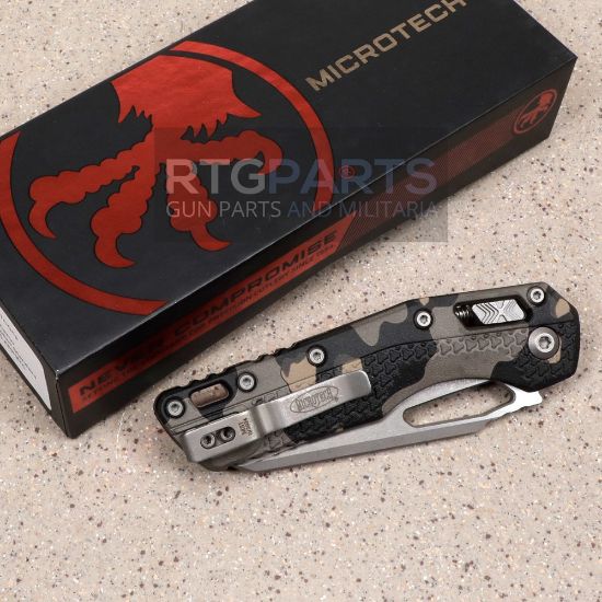 Picture of MICROTECH STANDARD ISSUE MSI, S/E, RAM-LOK, BLACK TACTICAL CAMO POLYMER, 3.9 INCH, APOCALYPTIC, 210T-10APPMTC