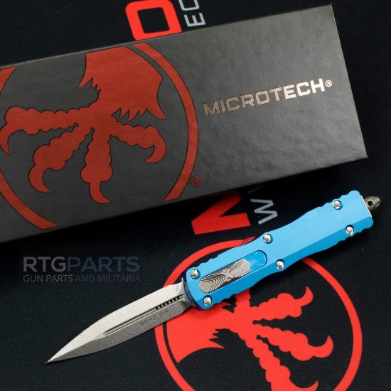 Picture of MICROTECH DIRAC D/E OTF AUTOMATIC KNIFE, BLUE, 2.9 INCH, STONEWASH, 225-10BL