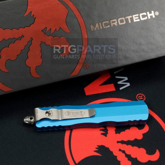 Picture of MICROTECH DIRAC D/E OTF AUTOMATIC KNIFE, BLUE, 2.9 INCH, STONEWASH, 225-10BL