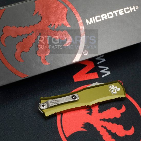 Picture of MICROTECH HERA II MINI D/E OTF, AUTOMATIC KNIFE, OD GREEN 30TH ANNIVERSARY, 3 INCH, STONEWASH, 1702M-10OD30