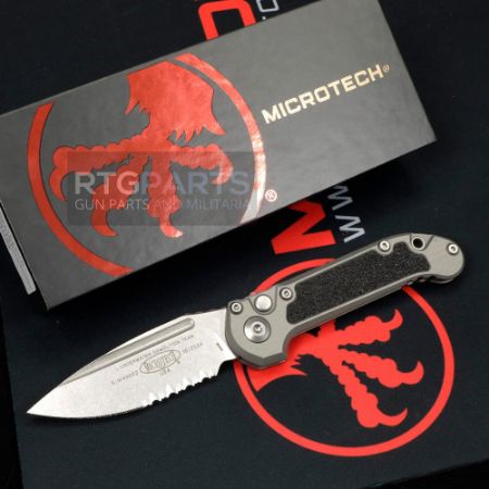 Picture of MICROTECH LUDT GEN III AUTO KNIFE, S/E, NATURAL CLEAR, 3.5 INCH, STONEWASH, SERRATED, 1135-11NC