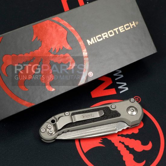 Picture of MICROTECH LUDT GEN III AUTO KNIFE, S/E, NATURAL CLEAR, 3.5 INCH, STONEWASH, SERRATED, 1135-11NC