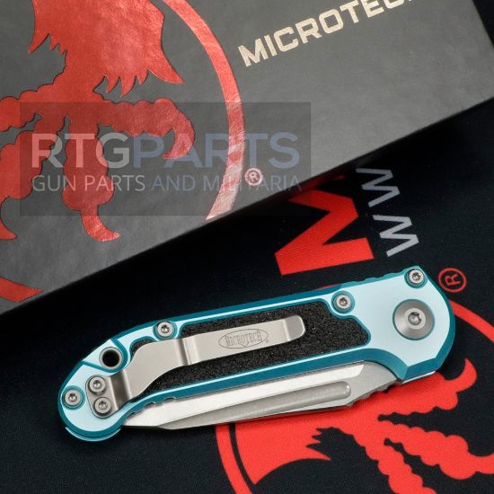 Picture of MICROTECH LUDT GEN III AUTO KNIFE, T/E, TURQUOISE, 3.5 INCH, STONEWASH, SERRATED, 1136-11TQ