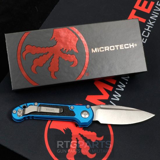 Picture of MICROTECH LUDT GEN III AUTO KNIFE, S/E, BLUE, 3.5 INCH, STONEWASH, 1135-10BL