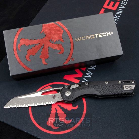 Picture of MICROTECH STANDARD ISSUE MSI, S/E, RAM-LOK, BLACK POLYMER, 3.9 INCH, APOCALYPTIC, FULLY SERRATED, 210T-12APPMBK
