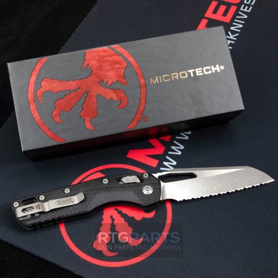 Picture of MICROTECH STANDARD ISSUE MSI, S/E, RAM-LOK, BLACK POLYMER, 3.9 INCH, APOCALYPTIC, FULLY SERRATED, 210T-12APPMBK
