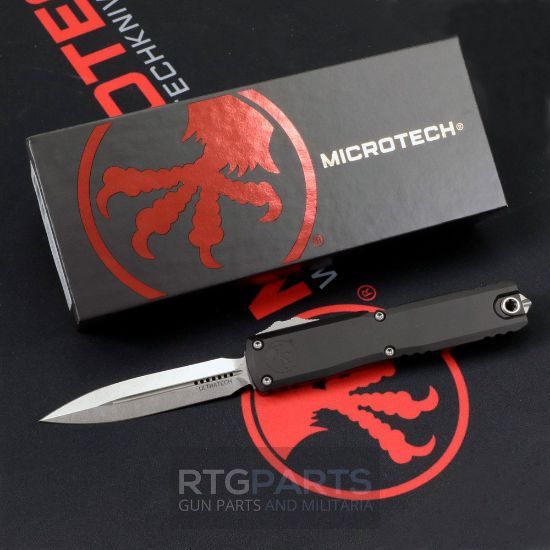 Picture of MICROTECH ULTRATECH GEN III ZERO BLADE PLAY OTF AUTOMATIC KNIFE, 3.5" M390 D/E DAGGER, STONEWASH, 1122-10
