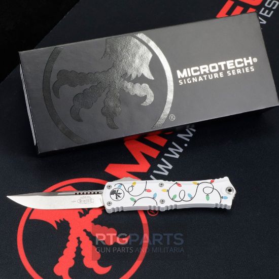 Picture of MICROTECH HERA II MINI S/E OTF, AUTOMATIC KNIFE, CHRISTMAS WHITE, 3 INCH, STONEWASH, 1703M-10WHCMAS