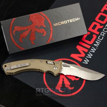 Picture of MICROTECH AMPHIBIAN, S/E, RAM-LOK, OD GREEN, FLUTED G10, 3.9 INCH, PARTIAL SERRATED, APOCALYPTIC, 137RL-11FLGTOD