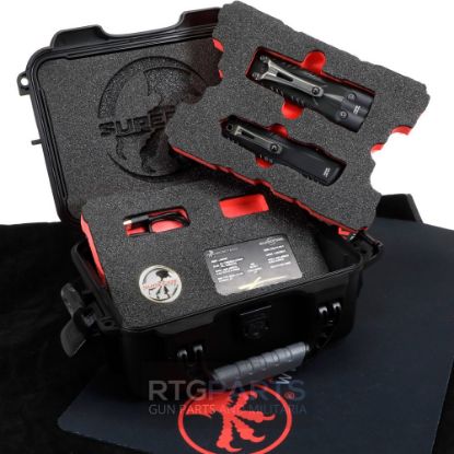 Picture of MICROTECH LUMINARY D/E WITH SUREFIRE STILETTO PRO II KIT, BLACK, 3.56 INCH BLADE, DLC STONEWASH FULL SERRATED, 1270-3DLCTSET
