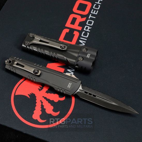 Picture of MICROTECH LUMINARY D/E WITH SUREFIRE STILETTO PRO II KIT, BLACK, 3.56 INCH BLADE, DLC STONEWASH FULL SERRATED, 1270-3DLCTSET