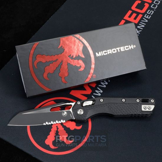 Picture of MICROTECH STANDARD ISSUE MSI, S/E, RAM-LOK, BLACK POLYMER, 3.9 INCH, BLACK BLADE, PARTIAL SERRATED, 210T-2PMBK