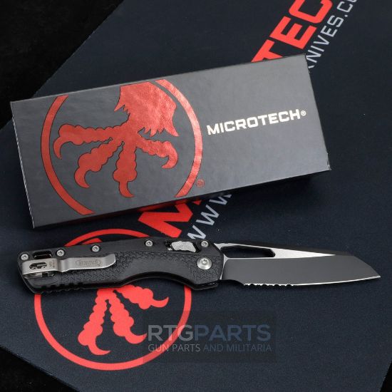 Picture of MICROTECH STANDARD ISSUE MSI, S/E, RAM-LOK, BLACK POLYMER, 3.9 INCH, BLACK BLADE, PARTIAL SERRATED, 210T-2PMBK