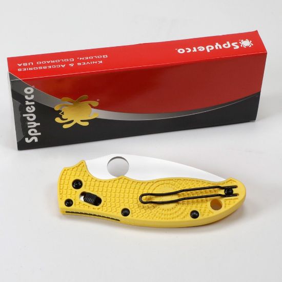 Picture of SPYDERCO MANIX 2 LIGHTWEIGHT SALT, YELLOW FRCP HANDLE, SATIN FINISH, 3.37" BLADE LENGTH, CPM MAGNACUT STEEL