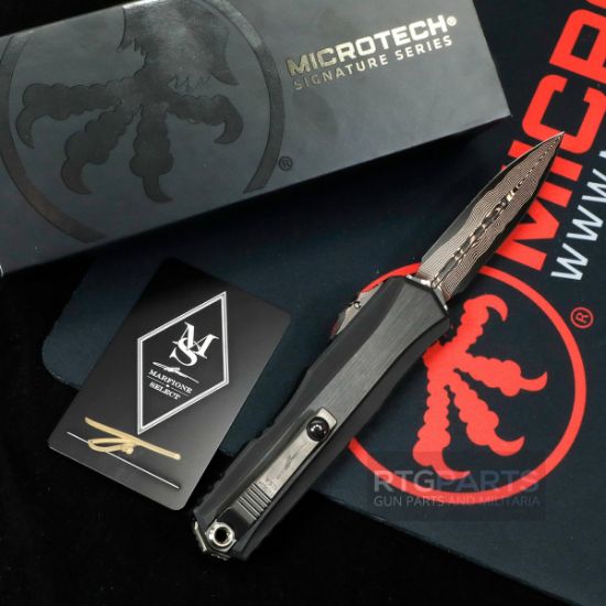 Picture of MICROTECH CYPHER II MARFIONE SELECT D/E BAKER FORGE COPPERMAI DAMASCUS, BLACK AIRCRAFT ALLOY W/ DLC ACCENTS, 1242-16MS1