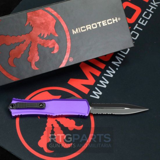 Picture of MICROTECH HERA II MINI D/E OTF, AUTOMATIC KNIFE, PURPLE, 3 INCH, PARTIAL SERRATED BLACK BLADE, 1702M-2PU