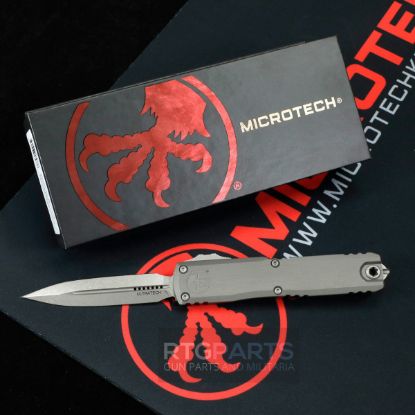 Picture of MICROTECH ULTRATECH GEN III ZERO BLADE PLAY OTF AUTOMATIC KNIFE, NATURAL CLEAR, 3.5" M390 D/E DAGGER, APOCALYPTIC, 1122-10APNC