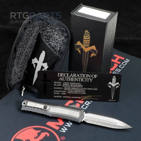 Picture of MARFIONE CUSTOM ATREUS ZBP DOUBLE EDGE CRYO ICE FINISH  W/ TITANIUM INLAY, MIL-SPEC ALLOY HANDLE W/ CARBON FIBER & TITANIUM, 1290-CICFTI-MCK