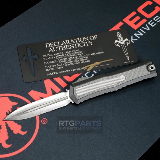 Picture of MARFIONE CUSTOM ATREUS ZBP DOUBLE EDGE CRYO ICE FINISH  W/ TITANIUM INLAY, MIL-SPEC ALLOY HANDLE W/ CARBON FIBER & TITANIUM, 1290-CICFTI-MCK
