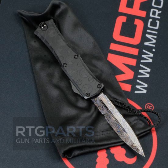 Picture of MICROTECH HERA II MINI SIGNATURE SERIES, D/E BAYONET OTF, BLUED VEGAS FORGE DAMASCUS, CLAW BURST DEEP ENGRAVED, 3 INCH, 1701M-16MS2