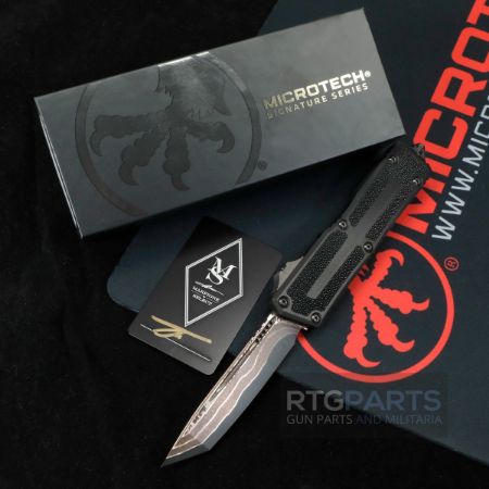 Picture of MICROTECH SCARAB II MARFIONE SELECT TANTO EDGE, BAKER FORGE COPPERMAI DAMASCUS, AIRCRAFT ALLOY W/ STINGRAY INLAY, 1279-16MS2