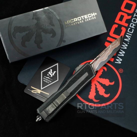 Picture of MICROTECH SCARAB II MARFIONE SELECT TANTO EDGE, BAKER FORGE COPPERMAI DAMASCUS, AIRCRAFT ALLOY W/ STINGRAY INLAY, 1279-16MS2