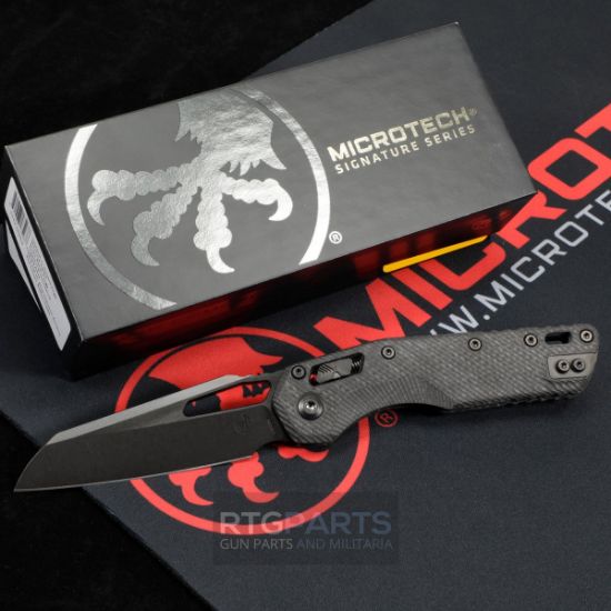 Picture of MICROTECH STANDARD ISSUE MSI, SIGNATURE SERIES, S/E, RAM-LOK, CARBON FIBER SCALES, 3.9 INCH DLC BLADE W/ DLC HARDWARE, 210-1DLCTFLCFS