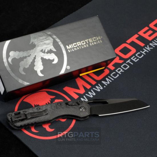 Picture of MICROTECH STANDARD ISSUE MSI, SIGNATURE SERIES, S/E, RAM-LOK, CARBON FIBER SCALES, 3.9 INCH DLC BLADE W/ DLC HARDWARE, 210-1DLCTFLCFS