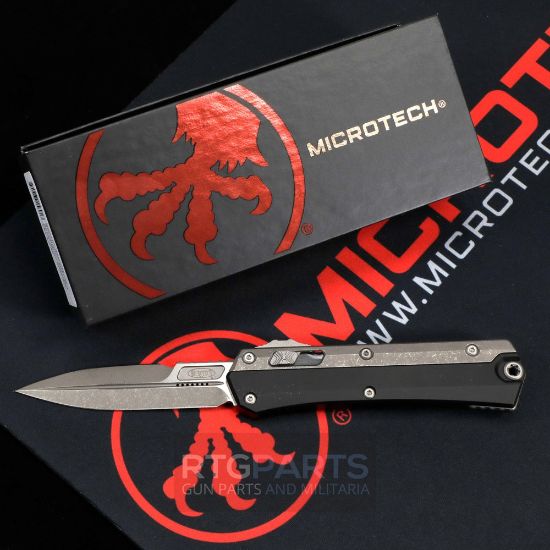 Picture of MICROTECH GLYKON D/E OTF AUTOMATIC KNIFE, BLACK, 3.75 INCH, APOCALYPTIC, 184-10AP
