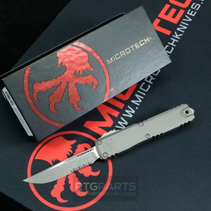 Picture of MICROTECH ULTRATECH GEN III ZERO BLADE PLAY OTF AUTOMATIC KNIFE, NATURAL CLEAR, 3.5" M390 S/E PARTIAL SERRATED, APOCALYPTIC, 1121-11APNC
