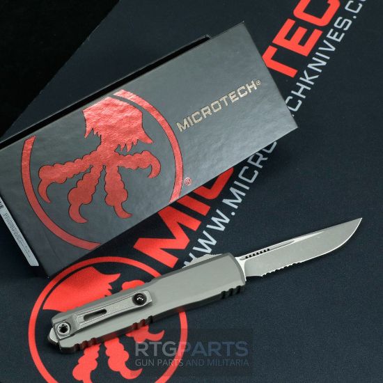 Picture of MICROTECH ULTRATECH GEN III ZERO BLADE PLAY OTF AUTOMATIC KNIFE, NATURAL CLEAR, 3.5" M390 S/E PARTIAL SERRATED, APOCALYPTIC, 1121-11APNC