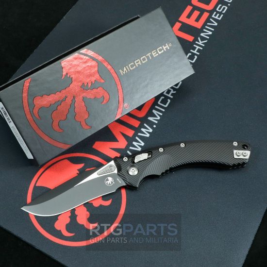Picture of MICROTECH AMPHIBIAN, S/E, RAM-LOK, BLACK ALUMINUM FLUTED SCALES, 3.9 INCH, BLACK BLADE, MICROTECH-137RL-1FL