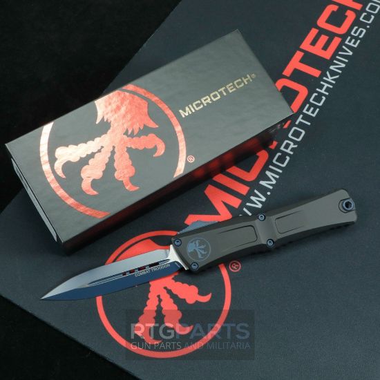 Picture of MICROTECH COMBAT TROODON GEN III D/E OTF AUTOMATIC KNIFE, NAVY BLUE ACCENTS, BLACK CHASSIS, NAVY BLUE 4 INCH BLADE, 1142-1NASK