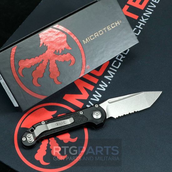 Picture of MICROTECH LUDT GEN III AUTO KNIFE, T/E, BLACK, 3.5 INCH, STONEWASH, SERRATED, 1136-11