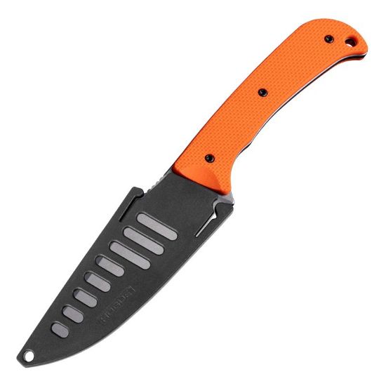Hogue, Extrak XL, Fixed Blade Knife, CPM M4 Steel, Plain Edge, 3.9 Clip Point Blade, Cerakote Finish, Black G-10 Handle, Orange Blade, Includes Sheath, 743108358597, GER-35859, RTG Parts