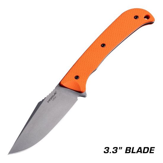 Picture of HOGUE EXTRAK 3.3" G10 STONE TUMBLED BLADE, ORANGE G10 GRIPS, CPM MAGNACUT STAINLESS