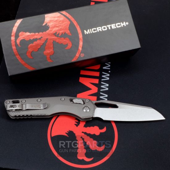 Picture of MICROTECH STANDARD ISSUE MSI, S/E, RAM-LOK, NATURAL CLEAR FLUTED ALUMINUM HANDLE, 3.9 INCH, STONEWASH 210-10FLNC
