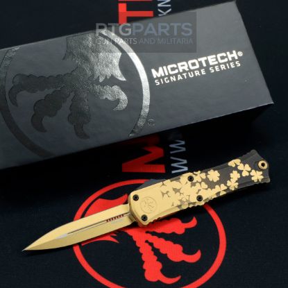 Picture of MICROTECH HERA II MINI D/E OTF, AUTOMATIC KNIFE, 3 INCH, ST. PATRICKS DAY GOLD SIGNATURE SERIES, 1702M-1SPDGDS
