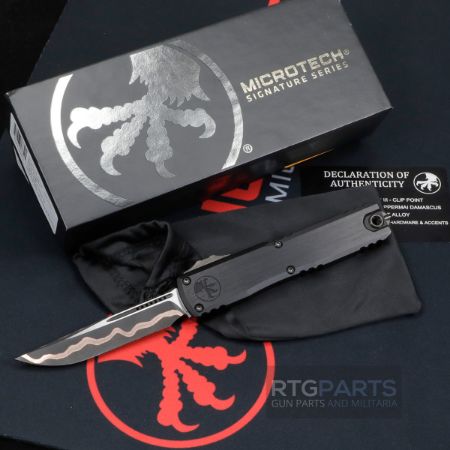 Picture of MICROTECH ULTRATECH GEN III ZBP, MARFIONE SELECT, BAKER FORGE, COPPERMAI DAMASCUS, DLC HARDWARE & ACCENTS, 3.5" CLIP POINT S/E, 1121-16MS1