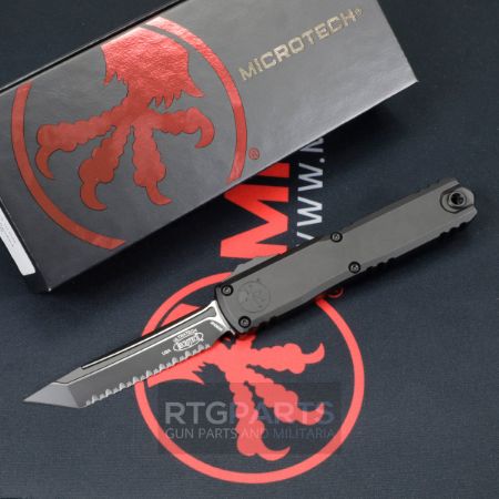 Picture of MICROTECH ULTRATECH GEN III ZBP OTF AUTOMATIC KNIFE, BLACK, 3.5" M390 T/E TANTO, FULL SERRATED, BLACK TACTICAL, 1123-3T