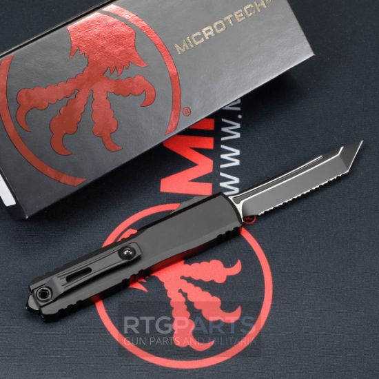 Picture of MICROTECH ULTRATECH GEN III ZBP OTF AUTOMATIC KNIFE, BLACK, 3.5" M390 T/E TANTO, FULL SERRATED, BLACK TACTICAL, 1123-3T