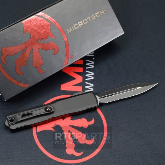 Picture of MICROTECH ULTRATECH GEN III ZBP OTF AUTOMATIC KNIFE, BLACK, 3.5" M390 D/E DAGGER, PARTIAL SERRATED, BLACK TACTICAL, 1122-2T