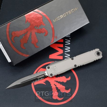 Picture of MICROTECH ULTRATECH GEN III ZBP OTF AUTOMATIC KNIFE, NATURAL CLEAR, 3.5" M390 D/E DAGGER, PARTIAL SERRATED, BLACK TACTICAL, 1122-2NC
