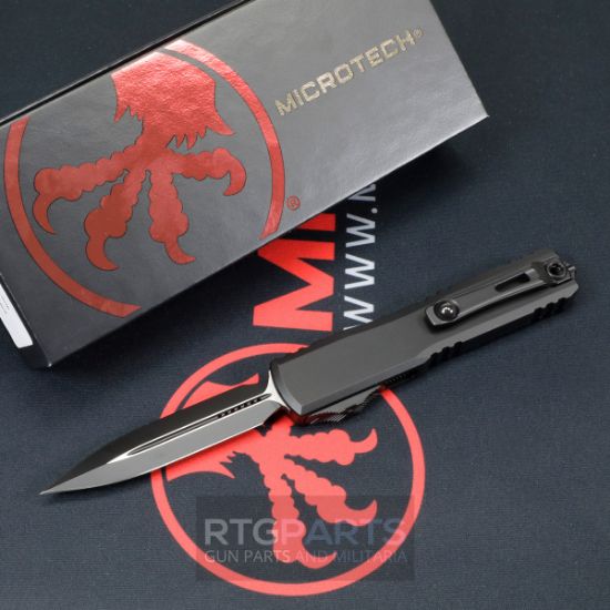 Picture of MICROTECH ULTRATECH GEN III ZERO BLADE PLAY OTF AUTOMATIC KNIFE, BLACK, 3.5" M390 D/E DAGGER, BLACK TACTICAL, 1122-1T