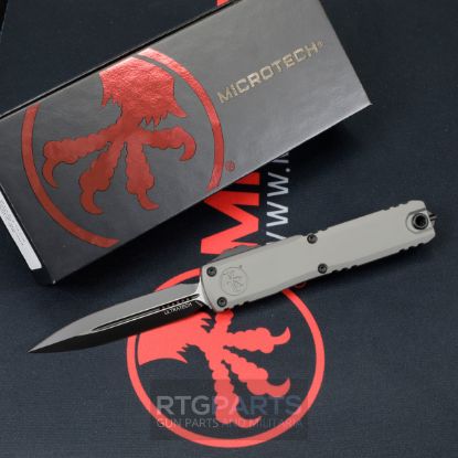 Picture of MICROTECH ULTRATECH GEN III ZERO BLADE PLAY OTF AUTOMATIC KNIFE, NATURAL CLEAR, 3.5" M390 D/E DAGGER, BLACK TACTICAL, 1122-1NC
