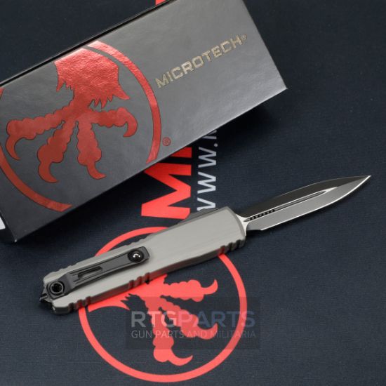 Picture of MICROTECH ULTRATECH GEN III ZERO BLADE PLAY OTF AUTOMATIC KNIFE, NATURAL CLEAR, 3.5" M390 D/E DAGGER, BLACK TACTICAL, 1122-1NC