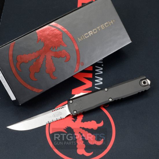 Picture of MICROTECH ULTRATECH GEN III ZBP OTF AUTOMATIC KNIFE, Black, 3.5" M390, S/E PARTIAL SERRATED, STONEWASH, 1121-11
