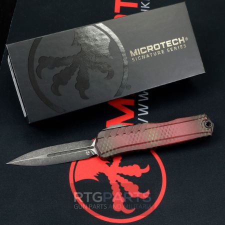 Picture of MICROTECH CYPHER II D/E OTF AUTOMATIC KNIFE, RED X-51 STANDARD, 3.5 INCH BLACK DAGGER, 1242-1RDX51S