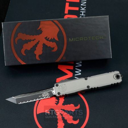 Picture of MICROTECH ULTRATECH GEN III ZBP OTF AUTOMATIC KNIFE, NATURAL CLEAR,3.5" M390 T/E TANTO, FULL SERRATED, BLACK TACTICAL, 1123-3NC